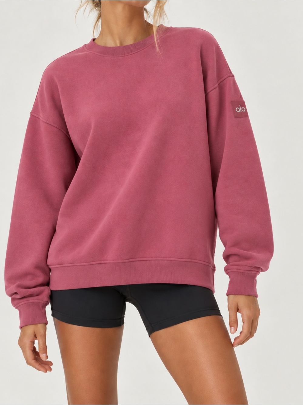 ALO pink purple renown crew neck sweatshirt